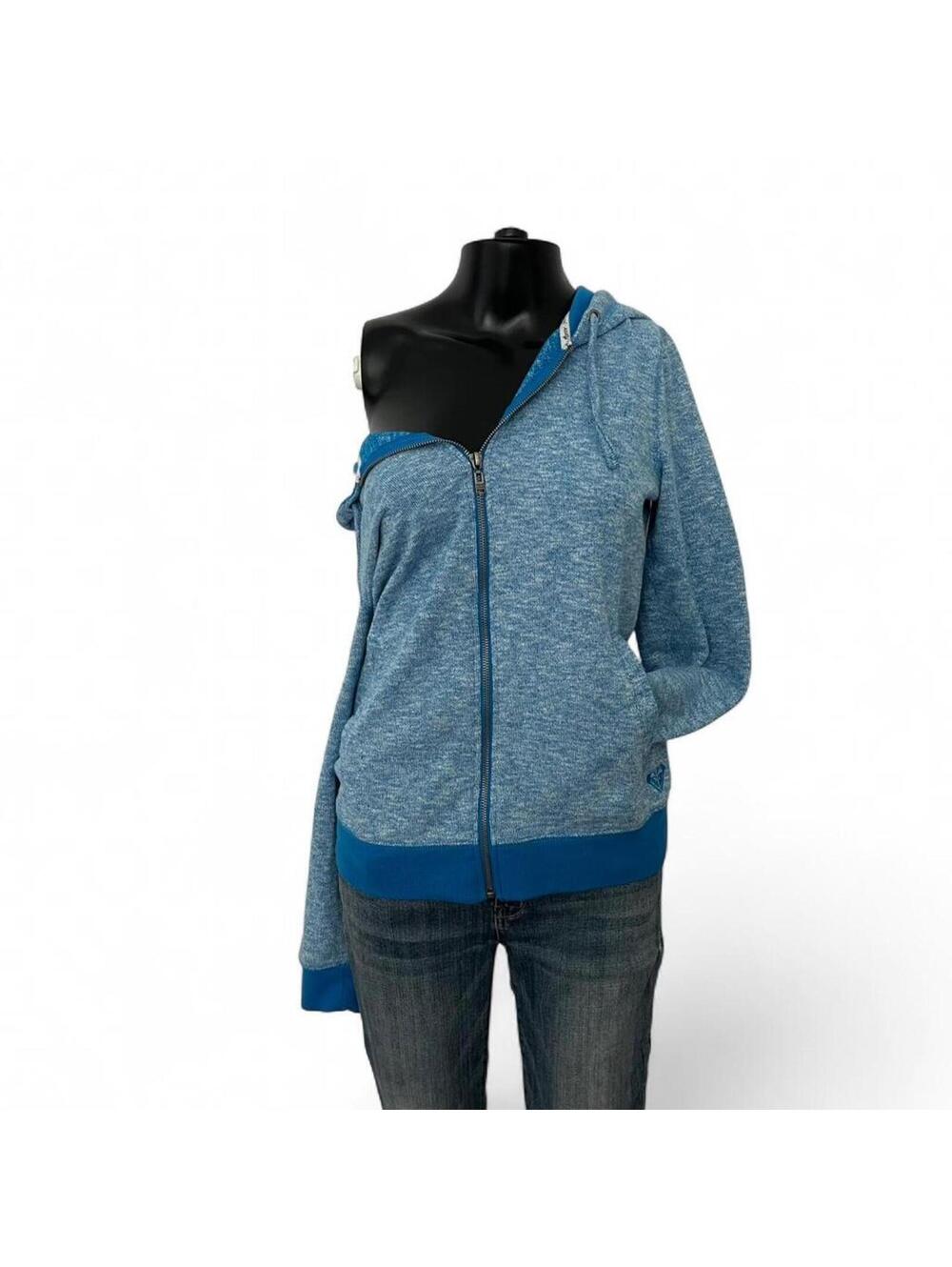 Vintage y2k Roxy Zip-Up Marled Blue & White Long Sleeve Hoodie